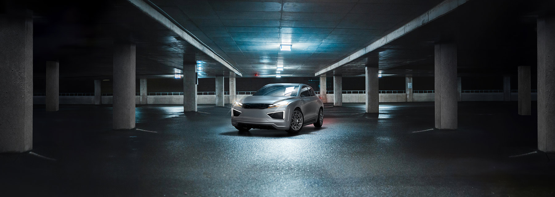 Vehicle parked in an parking garage